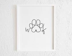 Minimalist Dog Woof Paw Drawing Doodle Wall Art Print Etsy In 2021 Paw Drawing Paw Print Art Paw Illustration