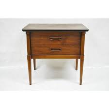 Vintage lane end table with shelf mid century modern walnut. Vintage Mid Century Modern Lane One Drawer Side End Table Walnut Laminate Danish Chairish