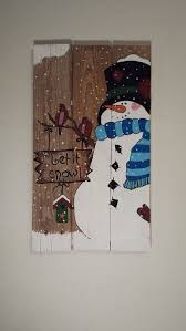 Let It Snow Rustic Snowman Pallet Sign Christmas Art Christmas Crafts Christmas Paintings