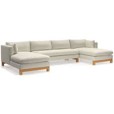 Some sectionals have storage under cushions for blankets and throws. Pacific Bench 3 Piece U Shaped Sectional With Wood Legs Crate And Barrel In 2021 U Shaped Sectional Sectional Wood Legs