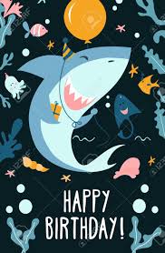 Grandpa shark with cane and bow tie. Childrens Shark Party Invitation Template Vector Illustration Royalty Free Cliparts Vectors And Stock Illustration Image 134069246
