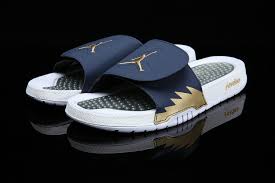 Nike Jordan Hydro 6 white deep blue gold men Sandal Slides Slippers  555501-408 - Sepsport
