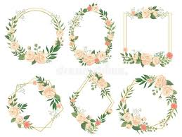 Flowers Frame Flower Border Frames Round Bloom And Decorative Wedding Floral Square Card Vector Illustration Set In 2020 Flower Border Flower Frame Card Illustration