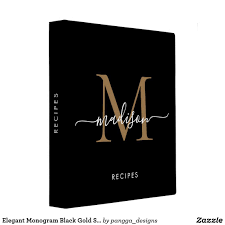 Elegant Monogram Black Gold Script Name Recipe 3 Ring Binder Zazzle Com In 2020 Diy Recipe Binder Printables Binder Recipe Book Recipe Book Design