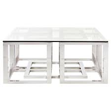 Mercer Stainless Steel Silver Square Glass Coffee Table Coffee Table Square Coffee Table Eclectic Coffee Tables