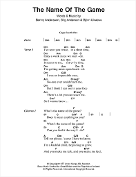 The Name Of The Game Guitar Chords Lyrics Print Sheet Music Now A of bugle calls were coming from afar. the name of the game guitar chords lyrics print sheet music now