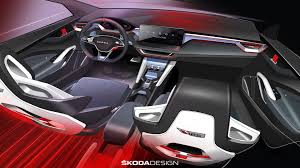 Skoda Vision Rs Concept Debuts As Hybrid Hot Hatch Car Interior Sketch Automotive Design Interior Sketch