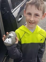 Found Pokémon quilt rock, replaced with black and white rock..