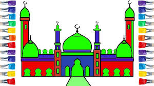 تعلم رسم المسجد بطريقة سهلة جداا رسم وتلوين مسجد للاطفال draw mosque animal drawings drawings color