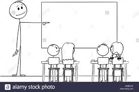 Vektor Cartoon Strichmannchen Zeichnen Konzeptionelle Darstellung Der Lehrer Im Klassenzimmer Mit Marker In Der Hand An Leeren Tafel Zeigt Stock Vektorgrafik Alamy