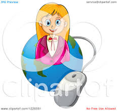 Gograph has the graphic or image that you need for as little as 5 dollars. Clipart Of A Blond Girl Over Earth With A Computer Mouse Royalty Free Vector Illustration By Graphics Rf 1226081