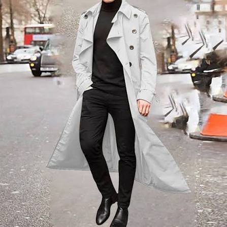 POROPL White Trench Coat for Men Winter Solid Color Warm Lapel Coat  Business Long Trench Coat Size L - Walmart.com