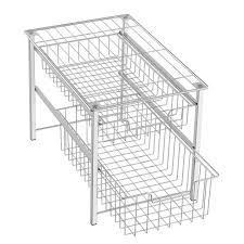 Lacyan mesh sliding baskets stackable cabinet organizer pull out drawer for kitchen under sink storage, 2 tier. Nex Stackable 2 Tier Sliding Basket Drawer Organizer Chrome Walmart Com Walmart Com
