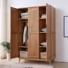 Use cabinets to sort your clothes or accessories by type, or just let them function as an open storage. Buy Nordic 2 Japanese Minimalist Wooden Door 3 Door Wardrobe Closet Full Of Solid Wood Armoire Bedroom Green Pure Oak Furniture In Cheap Price On Alibaba Com