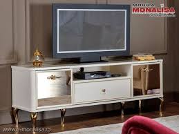 Comoda Tv Alba Cu Auriu Si Cristal Lorenz Tv Sis Electronic Products