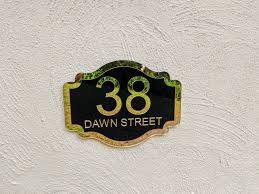 House Number Sign With Street Name Letterbox Mailbox Street Sign Door Number Gold Mirror On Black Modern Made In Australia In 2020 House Number Sign House Numbers Door Numbers