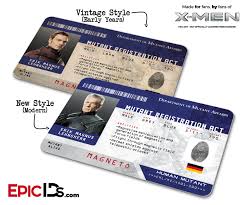 Mutant Registration Act X Men Identification Card Erik Lehnsherr Magneto X Men Cards Mutant