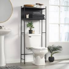 If so, this waterproof single door two tier bathroom cabinet is a good choice for you. Sauder Homevisions Black Etagere Toilet Storage Bathroom Etagere Over The Toilet Cabinet