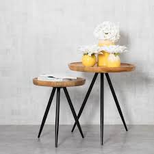 Madeleine Home Chevery Black And Natural Wood Color Tri Pin Side Mango Wood Side Table Mh T In 2020 Living Room Side Table Wood Side Table Living Room Living Room Wood