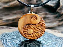 Yin Yang Wood Pendant Necklace Handmade Carver On Olive Wood Etsy Wood Pendant Yin Yang Wooden Jewelry