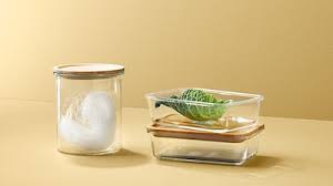 Glass bathroom vanity accessories on tray plastic containers. Buy Food Container Jar And Tins Online Uae Ikea