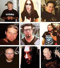 In order from top left to top right with middle last dunno, jim root, chris fehn, dunno, shawn crahan, dunno, mick thompson,sid wilson, dunno. Slipknot Unmasked Slipknot Slipknot Corey Taylor Corey Taylor