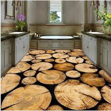 3d Circular Wood Tree Slabs Any Floor Wallpaper Self Adhesive Pvc Tree Slab Wood Flooring