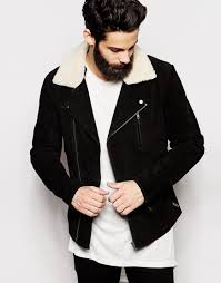Asos Leather Jacket With Faux Shearling Black Fashion Shop Asos Leather Jacket Leather Jacket Faux Shearling Jacket