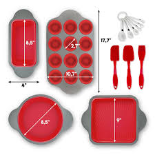 Silicone Baking Molds Pans And Utensils Set Of 13 By Boxiki Kitchen Silicone Cake Pan Brownie Pan Loa Silicone Cake Pans Silicone Molds Baking Silicone Baking