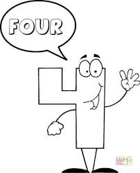 Numero 4 Para Colorear