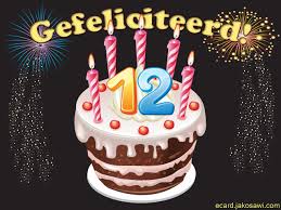 Jakosawi E Cards 12 Jaar Taart Kaarsjes