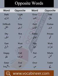 Opposite Words List With Meaning In Urdu Pdf Vocabineer Opposite Words English Opposite Words Opposite Words List