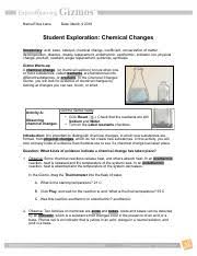 Chemicalchanges Gizmo Doc Student Exploration Chemical Changes Vocabulary Acid Base Catalyst Chemical Change Coefficient Conservation Of Matter Course Hero