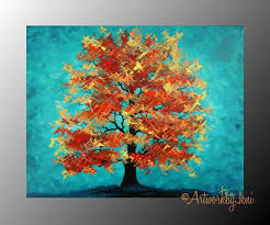 Fall Art Autumn Tree Painting Acrylic On Canvas By Artworkbyjeni 65 00 Colorful Art Fall Canvas Painting Autumn Art