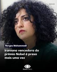 Forças de segurança do regime do Irã prenderam nesta sexta-feira (12/12) a  vencedora do Prêmio Nobel da Paz de 2023, a ativista dos direitos das  mulheres Narges Mohammadi. ➡️ Ela foi detida