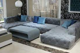 Die wohnlandschaft hat sich in den letzten jahren sehr verändert. Chesterfield U Form Wohnlandschaft Samt Grau Kristallen Xxl Sofa Couch Sofort Www Jvmoebel De La Design Chesterfield Mobel Ledersofa Sofa