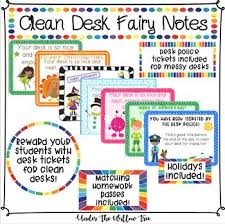 Clean Desk Fairy Notes And Homework Passes By Under The Willow Tree Teachers Pay Teachers Clean Desk Fairy Clean Desk Desk Fairy