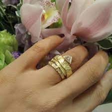 Customize Engagement Ring Set By Emanuela Duca In 18k Yellow Gold With Diamo Designer Engagement Rings Handmade Engagement Rings Alternative Wedding Jewellery