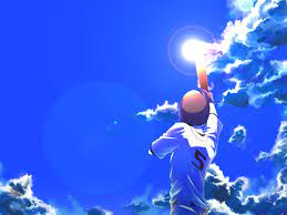 all male baseball baseball bat clouds gym uniform hat male ookiku  furikabutte sky sport tajima yuuichirou tawashi tobitamaru | konachan.com -  Konachan.com Anime Wallpapers