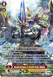 They are certain to sell lots of cards, and given how cfv was actually quite popular (their animated show helped) and probably still is, they are likely to have stocks. Zeroth Dragon Of Zenith Peak Ultima Cardfight Vanguard Wiki Fandom Cardfight Vanguard Cards Cards Cardfight Vanguard