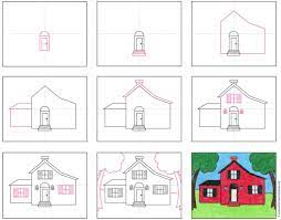 Draw the door with a little platform below it (basically one step). How To Draw A Country House Art Projects For Kids