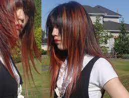 New J Rock Japanese Dyed Hairstyle Red And Blonde Streaks Straight Bangs Long Layers Alternative Women S Haircuts Visual Kei Hair La Carmina Blog Alte Blonde Streaks Hair Streaks Blonde Hair Streaks