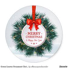 Green Leaves Ornament Christmas Sticker Seal Zazzle Com In 2020 Christmas Stickers Merry Christmas Images Christmas Ornaments
