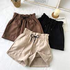 Autumn And Winter High Waist Shorts Solid Casual Elastic Waist Shorts Outfits Women Fashion Short Outfits
