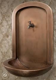 copper wall mount niche fountain sink