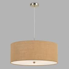 Large Natural Burlap Drum 3 Light Billie Pendant Lamp World Market