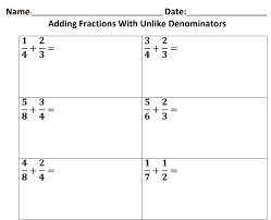 Adding Fractions With Unlike Denominators Adding Fractions Subtracting Fractions Math Fractions