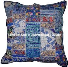 Mid century sofa pillows blue accent throw pillows by. 24x24 Vintage Decorative Throw Pillows Blue Couch Pillows Sofa Cushions