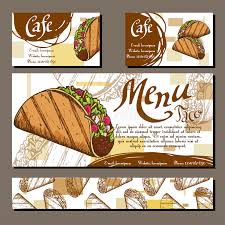 Create a menu design using one of our thousand of high quality stock photos. Cafe Menu With Hand Drawn Design Fast Food Restaurant Menu Template With Taco Set Of Cards For Corporate Identity Vector Illust Stock Vector Illustration Of Creative Drawn 63603547