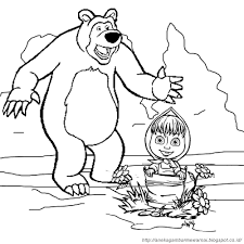 Tema mewarnai gambar kartun masha untuk latihan. Gambar Mewarnai Masha And The Bear 3 Warna Gambar Buku Mewarnai